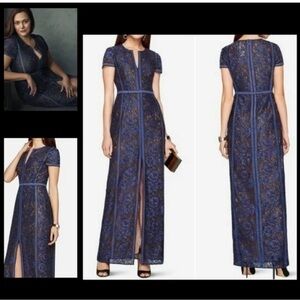 BCBGMaxAzria Navy Floral Lace Maxi Dress